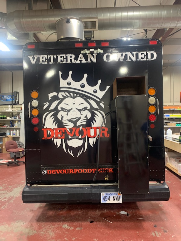 Devour food truck graphics rear view